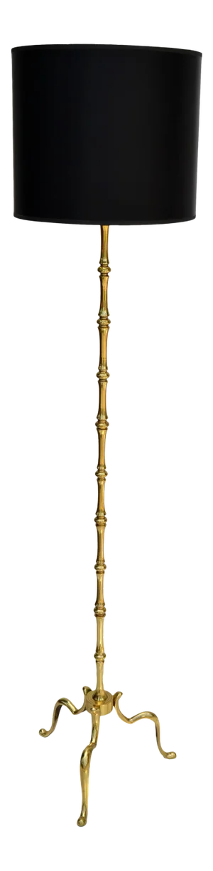 Maison Baguès French Neoclassical Bronze Bamboo Floor Lamp