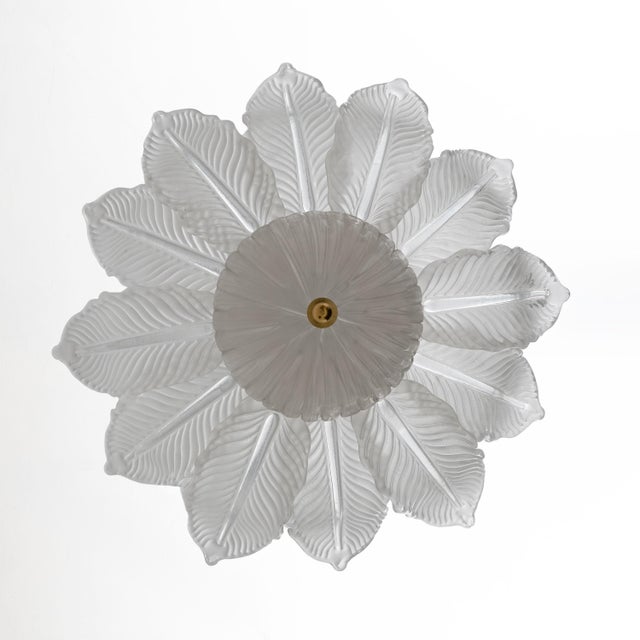 Metal Murano Glass Ceiling Light with White Glass Flower-Shaped Petals, 2000 For Sale - Image 7 of 9