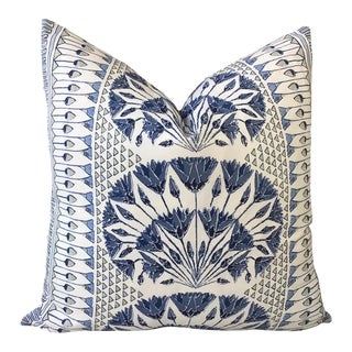 Thibaut “Cairo” in Blue Plush Down-Filled Lumbar Pillow 12" x 24" - Single For Sale
