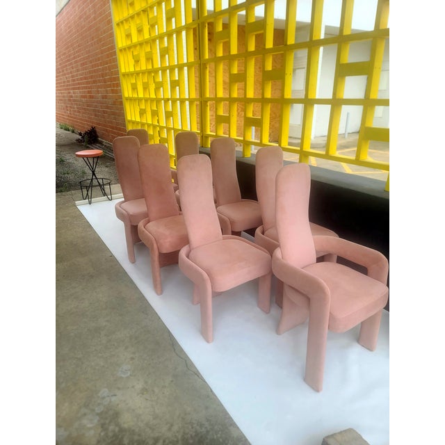 Wood Trend Line Post Modern Dining Chairs in Dusty Rose For Sale - Image 7 of 9