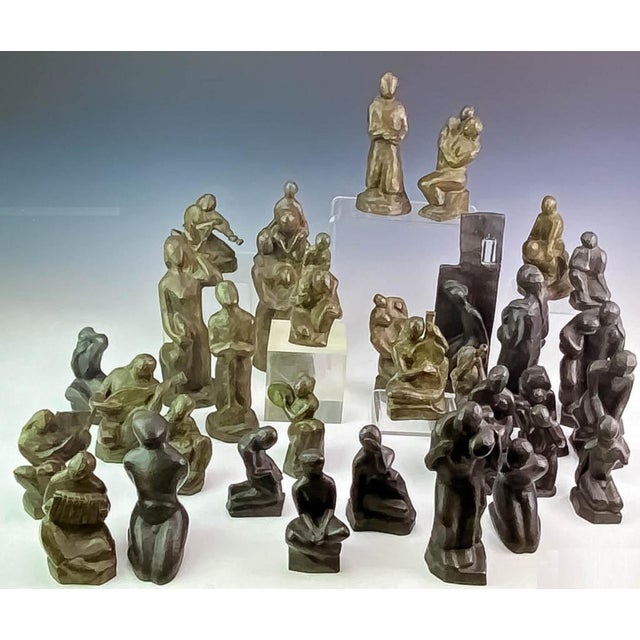 Alfred Van Loen, Liberty vs Slavery Van Loen Bronze Abstract Chess Set Modernist Museum Sculpture, c.1960's For Sale