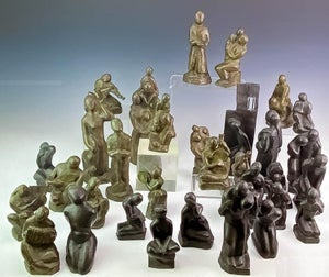Alfred Van Loen, Liberty vs Slavery Van Loen Bronze Abstract Chess Set Modernist Museum Sculpture, c.1960's
