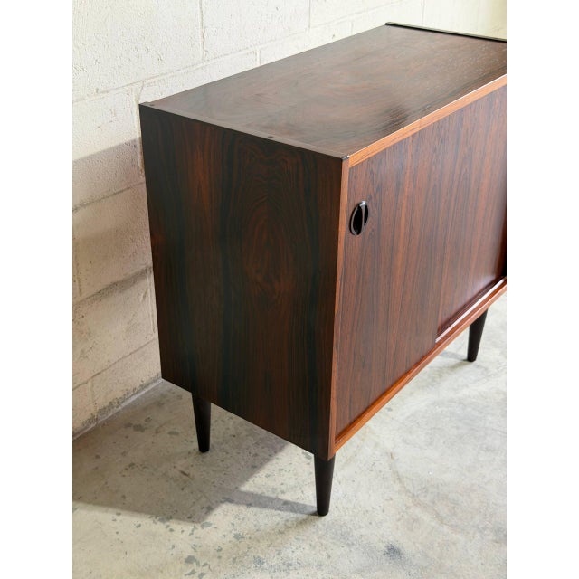 Vintage Danish Mid Century Rosewood Cabinet Credenza on Tapered Legs For Sale - Image 4 of 10