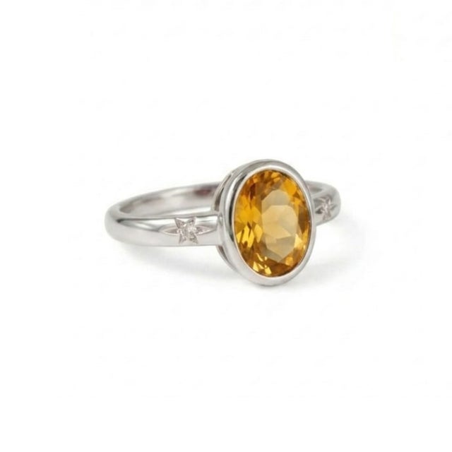 Citrine & Cubic Zirconia Engagement Ring, November Birthstone Ring Us 7 For Sale - Image 4 of 4