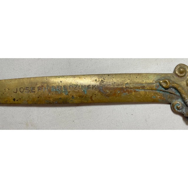 Large Antique Austrian Thick Gilt Bronze Desk Elephant Dagger Letter Opener For Sale In New York - Image 6 of 8