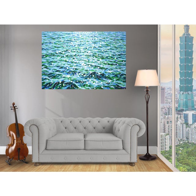 Turquoise Glare on the Water 10. Original Modern Hand Painting For Sale - Image 8 of 11