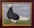 A charming naïve folk art painting by british artist matt rix, depicting a proud prize racing pigeon in the classic...