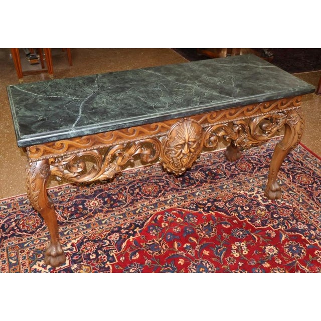 Maitland Smith Baroque Renaissance Revival Style Green Faux Marble Console Table Dimensions : 55" Wide X 21" deep X 29.5"...