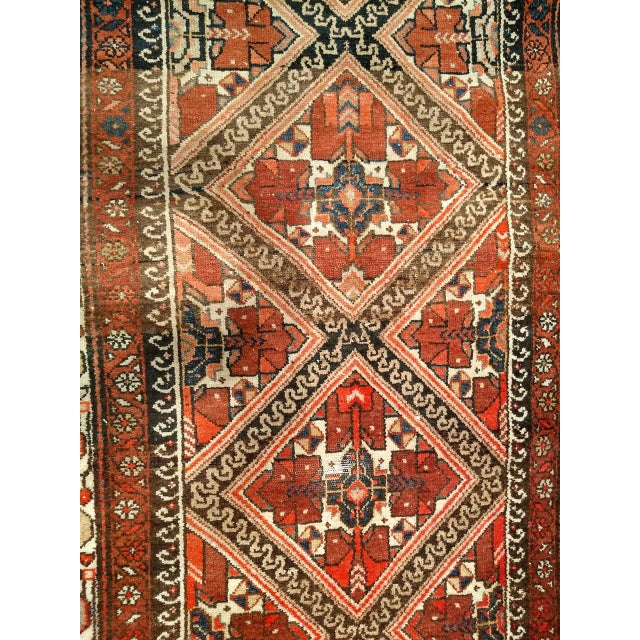 Antique Malayer Runner Rug, Hand-Knotted Wool, Geometric Pattern, 4x12, Red & Ivory For Sale - Image 13 of 18
