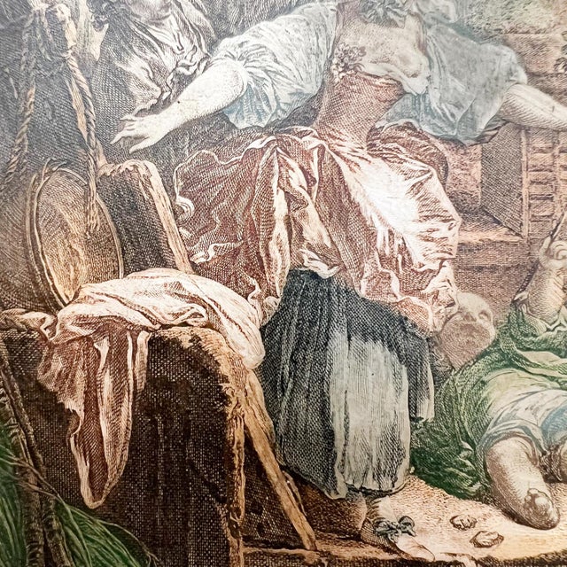 Brown French Art Silverplate: Le Colin-Maillard Etching Jacques Firmin Beauvarlet For Sale - Image 8 of 11