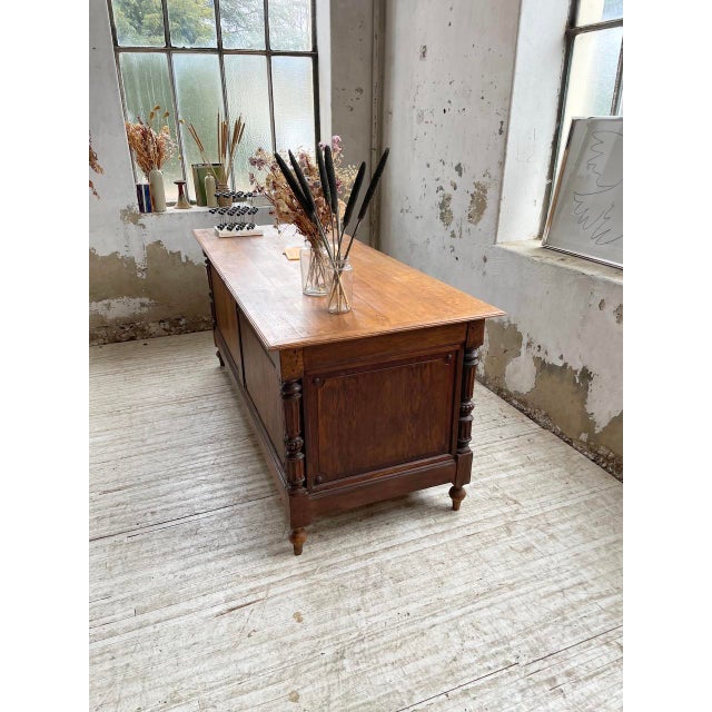 Drapery Oak Counter, 1900s For Sale - Image 10 of 18