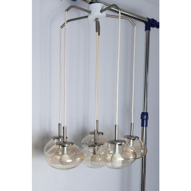 Cascade Chandelier with 6-Light Smoked Glass Drops, 1960s For Sale - Image 3 of 18
