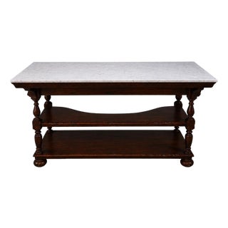 20th Century English Walnut Base and Marble Top Bar For Sale