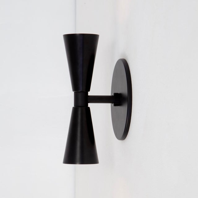 Black Cone 2 Sconce Small, Modern, by Research.Lighting, Modern, Minimal For Sale - Image 8 of 12
