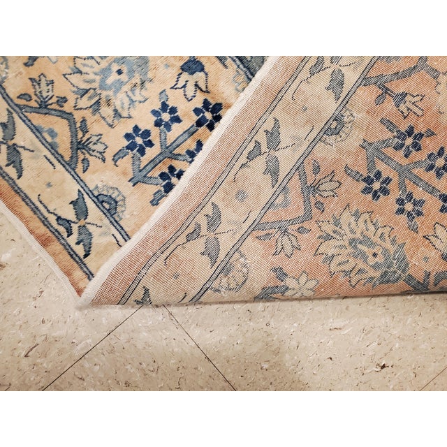 Early 20th Century Antique Indian Amritsar Handmade Oriental Rug, Blue, Taupe Creams Allover Design For Sale - Image 5 of 18