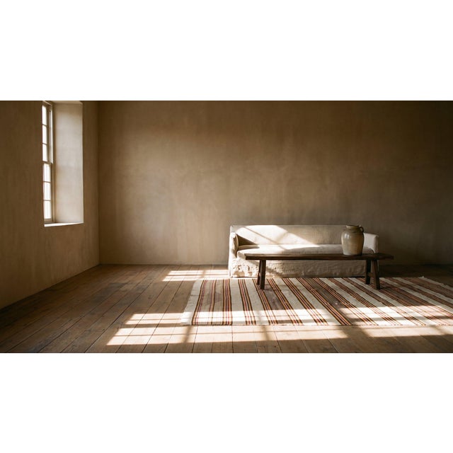 Comfortable Tan Beige Color With Special Geometric Design Antique American Navajo Rug For Sale - Image 12 of 12