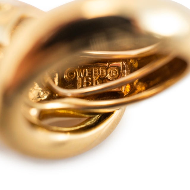 Gold Vintage David Webb 18k Yellow Gold Emerald Eyes Panther Cocktail Ring, Size 5 For Sale - Image 8 of 9