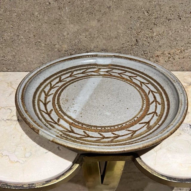 AMBIANIC presents by Roberts & Shaw Glazed Stoneware Plate Art Pottery 11.38 diameter x 1.5 h Signed Preowned original...