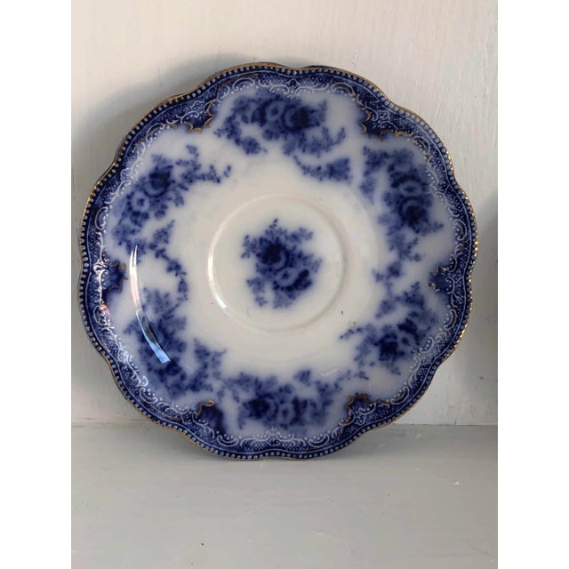 Grindley Flow Blue With Gilt Florida Pattern Small Plates - a Pair For Sale - Image 4 of 13
