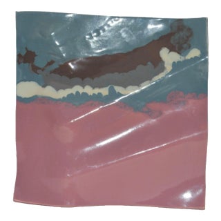 1980s Anne Lindstrom Postmodern Biomorphic Sculpture Ceramic Tile Wall Plaque Hanging For Sale