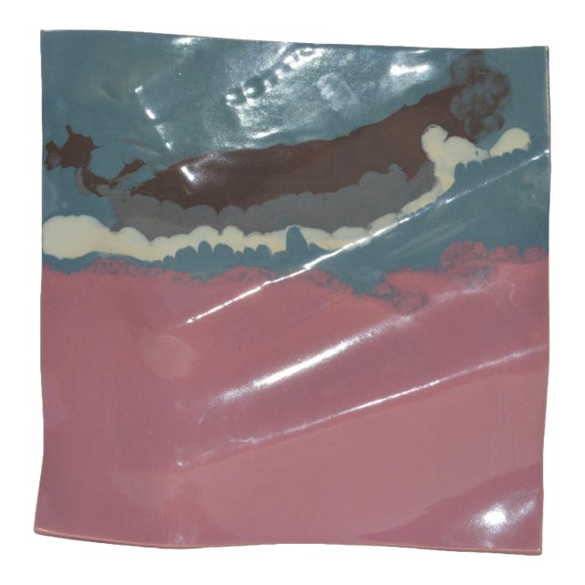 1980s Anne Lindstrom Postmodern Biomorphic Sculpture Ceramic Tile Wall Plaque Hanging For Sale