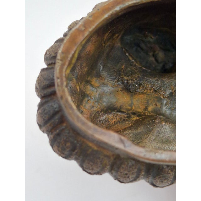 18thC Tibetan Bronze Lama Statue - Heavy 10oz Portrait Monk Dharmachakra Mudra For Sale - Image 17 of 18