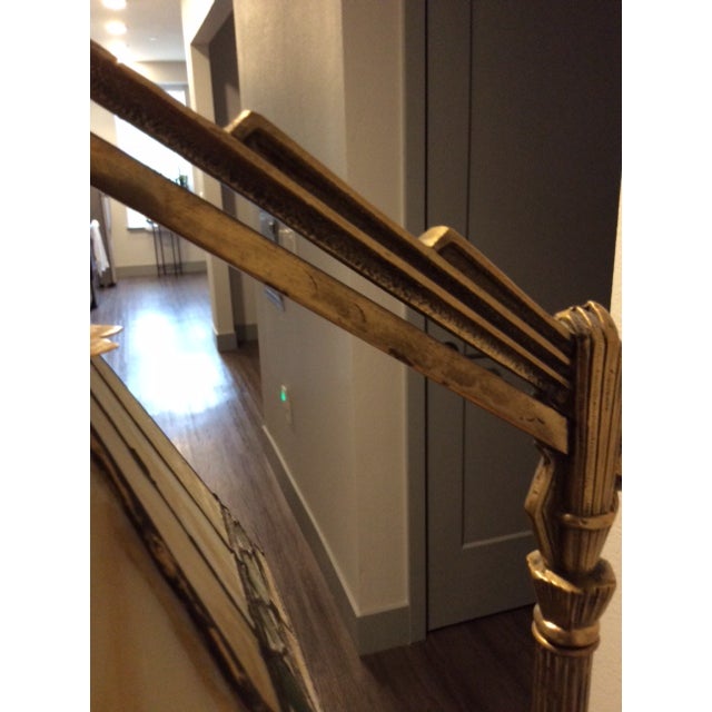 Early 20th Century Antique 1920 - 1930 Art Deco Jadeite Cast Iron Floor Lamp With Shade For Sale - Image 5 of 13