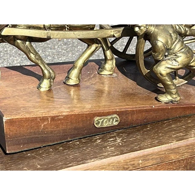 Large Brass Centrepiece of Farmer with His Horse & Cart For Sale - Image 4 of 9