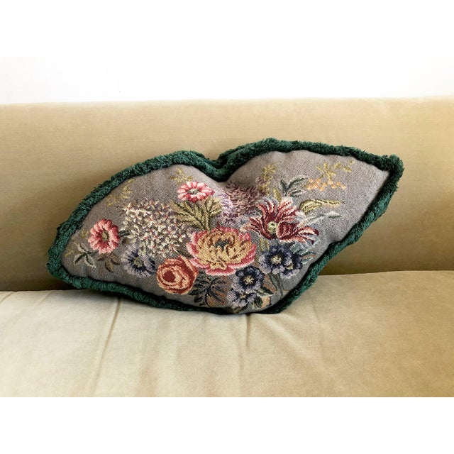 Vintage Cottage Fan Shaped Needlepoint Throw Pillow Chairish