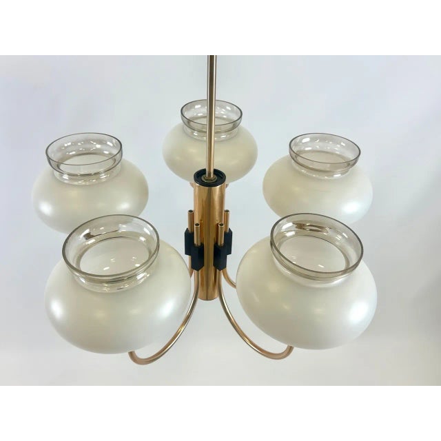 Goldenrod Mid-Century Modern German Five-Arm Hanging Light, 1970s For Sale - Image 8 of 10