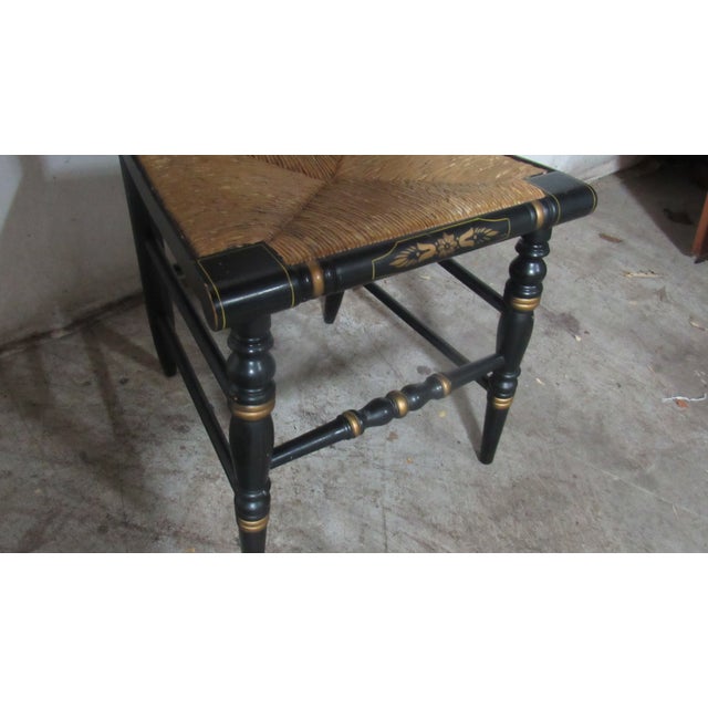 1980s Hitchcock Black Rush Eagle Farmhouse Chair For Sale - Image 6 of 7