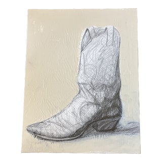 1980’s Original Vintage Cowboy Boot Drawing/Painting For Sale
