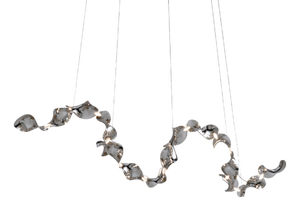 Dune 16 Curve Chandelier with Silver Hand Polished Shades by Daniel Becker for Moss Objects