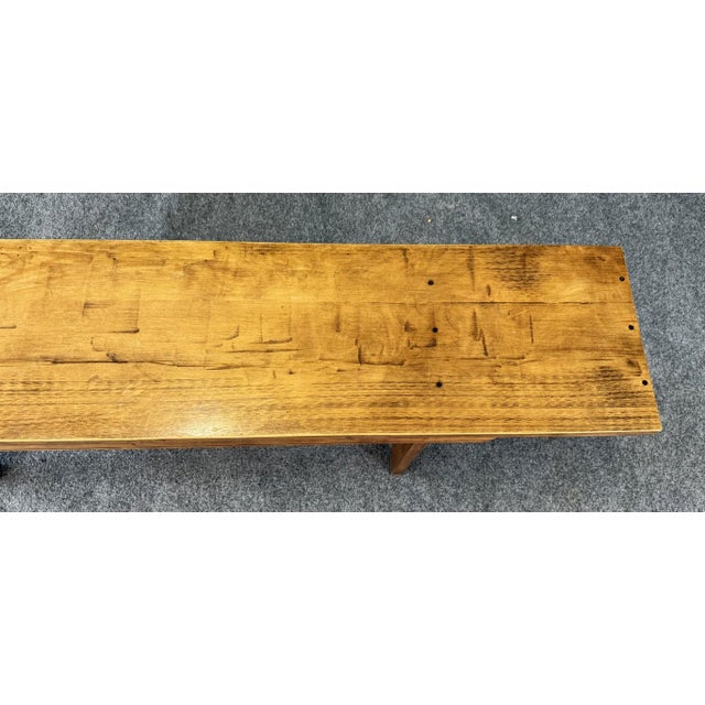 Brown Vintage Pegged Maple Bench For Sale - Image 8 of 11