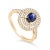 Ink Blue 14k Gold Blue Sapphire Halo Diamond Ring Size 5 For Sale - Image 8 of 12