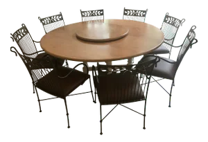 1980s Custom 68” Round French Country Dining Set - 9 Pieces