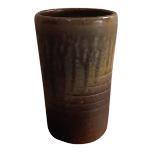 1980s Artist Signed Raku Art Studio Canister Vase