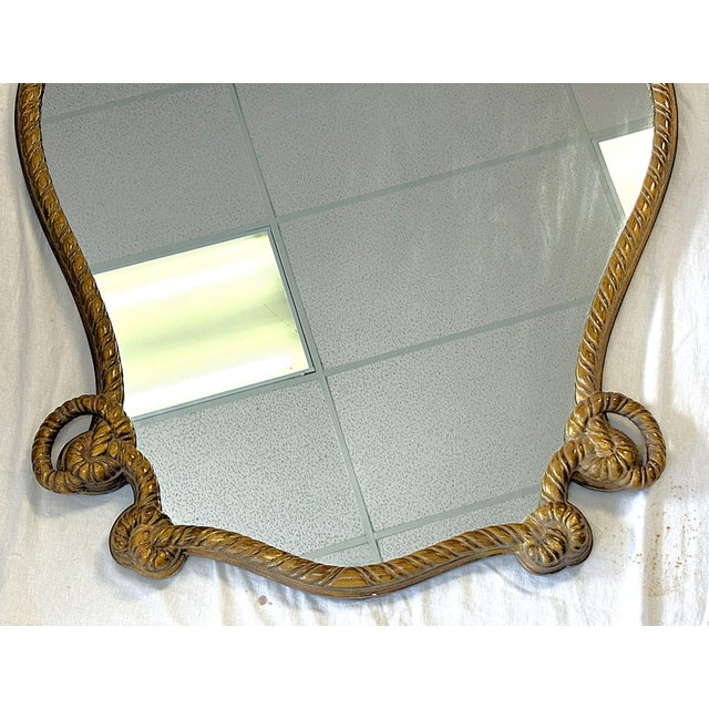 Rococo Vintage Hollywood Regency Gold Rope Motif Wall Mirror For Sale - Image 3 of 15