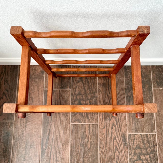 Vintage Mid Century Modern Teak Wood 15 Bottle Wine Rack / Storage For Sale - Image 4 of 8