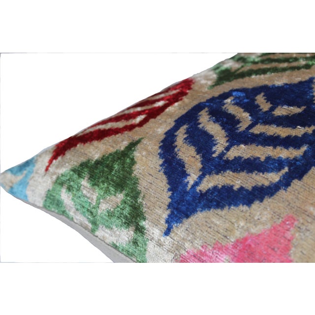Boho Chic Boho Chic Silk Velvet Ikat Pillow Cover For Sale - Image 3 of 7