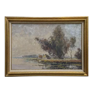 Early 20th Century Wilhelm Hendrik Van Norden Dutch Landscape Oil Painting
