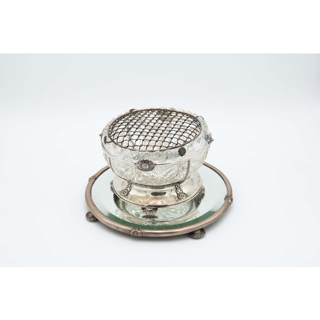 Glass Planter with Silver Structure and Mirror Base For Sale - Image 5 of 5