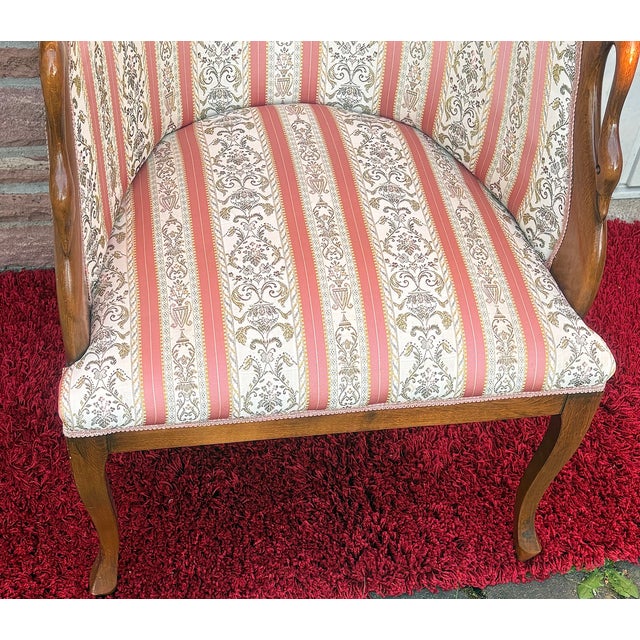 Wood Charles X Style Wooden Armchair with Fabric Upholstery, 1960s For Sale - Image 7 of 8