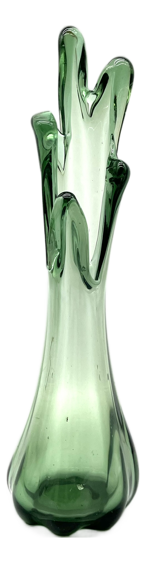 Sculptural Green Glass Viking Vase, 1950s