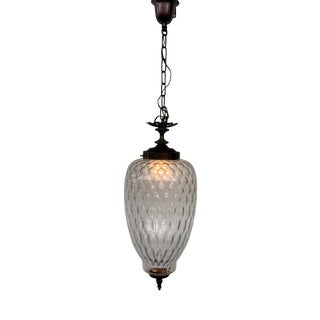 Vintage Glass and Brass Lantern Chandelier, 1960s For Sale
