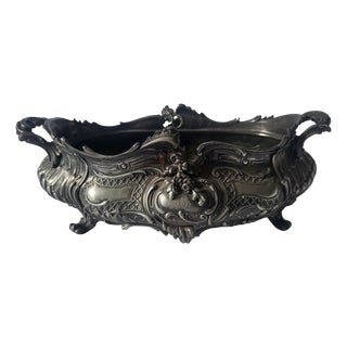 Large French Rococo Silver-Plated Jardiniere Centrepiece, 1900s For Sale