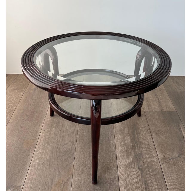 Paolo Buffa 1940s Paolo Buffa's two-tiered round central coffee table For Sale - Image 4 of 12