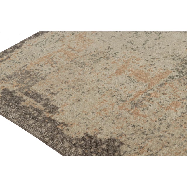 2010s Rug & Kilim’s Distressed Style Abstract Rug in Beige and Gray All Over Pattern For Sale - Image 5 of 8
