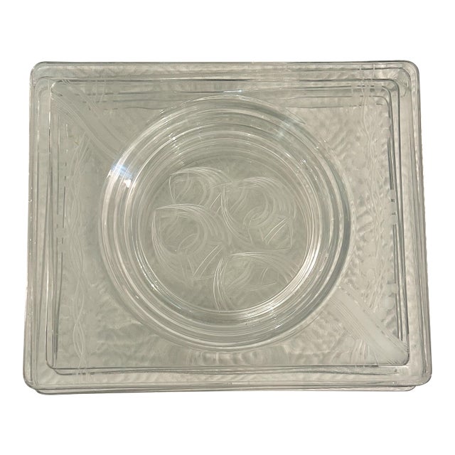 Vintage 1934 Heisey “New Era” Art Deco Etched Glass Plates - Set of 4 For Sale