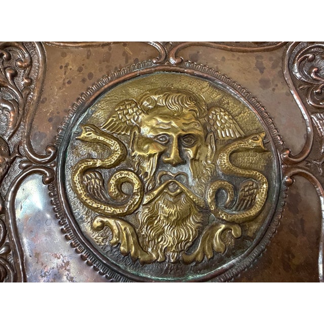 Antique 19th Century Handmade Thick Copper Brass Relief Wall Plaque Plate For Sale In New York - Image 6 of 9